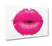 Hot Pink Lips Canvas Wall Art Print 20x14 Inch
