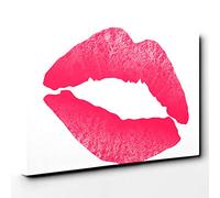 Hot Pink Lips Kiss Canvas Print | Gallery Wrapped 30mm Frame Wall Art | 30x20 inches | Ready to Hang | Modern Picture | Living Room Bedroom Lounge Office