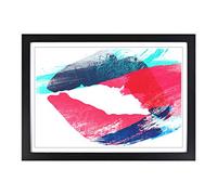 Hot Pink Lips Kiss V2 Framed Print | A2 Black Framed Wall Art | Ready to Hang | Modern Nature Picture | Living Room Bedroom Lounge Office