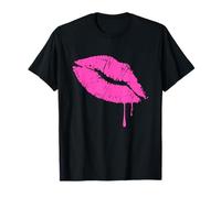 Hot Pink Lips Neon T-shirt 80s Kiss Tee T-Shirt