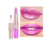 Hot Pink Lipstick Glitter Lip Gloss, Double-ended Purple Lip Balm, Glossy 2 in 1 Liquid Lipsticks, Hydrating Lipgloss Makeup Pink Lip Stain, Lip Tinted Gift for Women