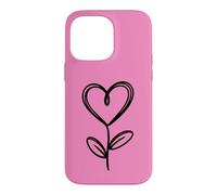 Hot Pink Minimalist Flower Heart Botanical Line Art Case for iPhone 14 Pro Max
