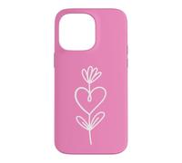 Hot Pink Minimalist Flower Heart Botanical Line Art Case for iPhone 14 Pro Max