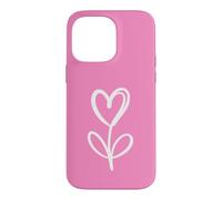 Hot Pink Minimalist Flower Heart Botanical Line Art Case for iPhone 14 Pro Max