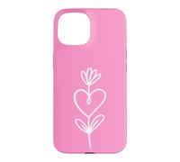 Hot Pink Minimalist Flower Heart Botanical Line Art Case for iPhone 15