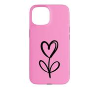 Hot Pink Minimalist Flower Heart Botanical Line Art Case for iPhone 15