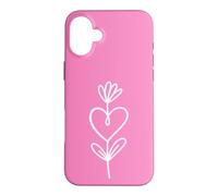 Hot Pink Minimalist Flower Heart Botanical Line Art Case for iPhone 16 Plus