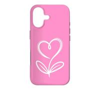 Hot Pink Minimalist Flower Heart Botanical Line Art Case for iPhone 17