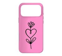 Hot Pink Minimalist Flower Heart Botanical Line Art Case for iPhone 17 Pro Max