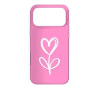 Hot Pink Minimalist Flower Heart Botanical Line Art Case for iPhone 17 Pro Max