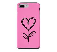Hot Pink Minimalist Flower Heart Botanical Line Art Case for iPhone 7 Plus/8 Plus