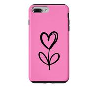 Hot Pink Minimalist Flower Heart Botanical Line Art Case for iPhone 7 Plus/8 Plus