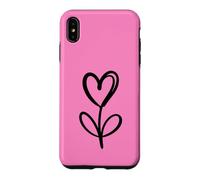 Hot Pink Minimalist Flower Heart Botanical Line Art Case for iPhone XS Max