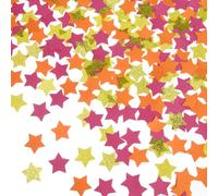 Hot Pink Orange and Gold Star Confetti Table Decoration for Baby Shower Birthday Wedding Graduation Fall Autumn Groovy Theme Party,1.2 inch in Diameter,200 Counts