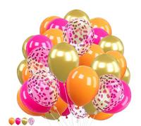 Hot-Pink Orange Balloons 30 pcs 10 Inch Orange Gold Hot Pink Confetti Latex Balloons Sets for Girls Women Birthday Baby Bridal Shower Wedding Engagement Party Decoration