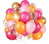Hot Pink Orange Balloons, 60PCS Summer Balloon, Pink Orange Helium Balloons