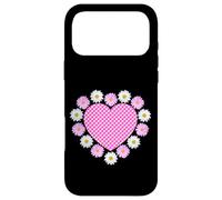 Hot Pink Plaid Tartan Marguerite Daisies Heart Shapes Mania Case for iPhone 17 Pro Max