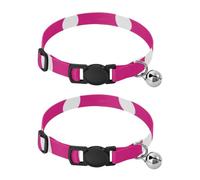 Hot Pink Polka Dot Kitten Bell Collar 2 Pack Kitten Collars Adjustable Length 10.6" to 17.1"