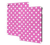 Hot Pink Polka Dot Pattern Q Print Compatible with ipad 9th/8th/7th Generation Case Cover, Tablet Cases Compatible with ipad Case 10.2 Inch, Auto Wake/Sleep, Folio Stand