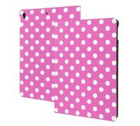 Hot Pink Polka Dot Pattern Q Print Compatible with ipad air 3rd Generation Case Cover, Tablet Cases Compatible with ipad Pro Case 10.5 Inch, Auto Wake/Sleep, Folio Stand