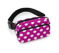 Hot Pink Polka Dot Print B Fanny Packs Crossbody Bags for Women, Fashion Waist Belt Bag Fanny Pack