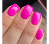 Hot Pink Press on Nails Short Square Fake Nails Solid Color False Nail Design Rose Pink Glossy Acrylic Nails for Women Girls DIY Manicure Decoration 24Pcs