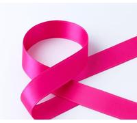 Hot Pink Recycled Double-Sided Woven Edge Polyester Satin Ribbon - 25mm Width - 5 Metre Cut Length - Perfect for Weddings, Invitations, Arts & Crafts, Haberdashery, Floristry, Decor