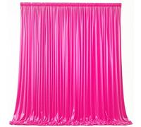 Hot Pink Satin Backdrop Curtains 6 Panels - Glitter Photo Drapes for Baby Shower, 30x10FT Shimmer Back Drop Cloth, Wrinkle Free for Birthday Wedding Holiday Celebration Bachelorette Party Decorations