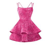 Hot Pink Short Homecoming Dresses for Teens Sparkly Velvet Sequin Prom Dress Mini Ball Gown Cocktail Party Gowns UK30