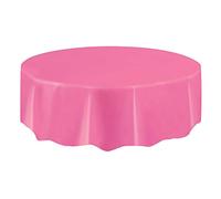 Hot Pink Solid Round Plastic Table Cover (213cm) 1 Count - Vibrant & Durable Party Essential for Easy Cleanup and Decoration, 7.5 inch (Round)