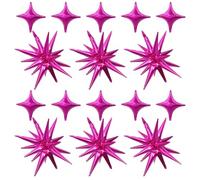 Hot Pink Star Balloon Explosion Kit - 6 22-Inch Cone Foil and 10 10-Inch Four-Pointed Balloons for Birthday, Anniversary, Disco Party Decorations