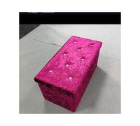 (hot pink) Stunning Crush Velvet Ottoman Storage Box with Elegant Button Tufting Design
