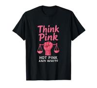 Hot Pink Think Pink Feminist Hand-Lettered Design T-Shirt