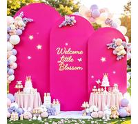 Hot Pink Wedding Arch Cover (7.2FT, 6.6FT, 6FT) Set of 3 Arch Covers Stretchy Backdrop Spandex Fitted Chiara Backdrop Stands Cover for Birthday Party Baby Shower Wedding Arch Stand Decoration