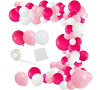 Hot Pink White Balloon Garland Arch Kit, 122PCS Rose Red White Light Pink Balloons for Girl Birthday Wedding Anniversary Bachelorette Engagement Mean Girls Party Decoraion…