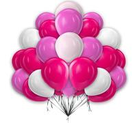 Hot Pink & White Balloon Set - 5 Inch Fuchsia Pink & White Balloons - 100 Pack for Garland, Arch, Girls, Women, Birthday, Barbie, Princess Themed Baby Shower & Wedding Decoration