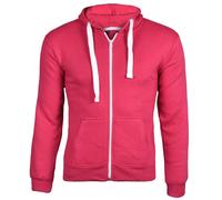 True Face Kids Fleece Zip Up Hoodie Hoodies for Boys and Girls, Casual Hoody Comfy Zipper Jackets for Children Plain Hooded Sweatshirt PE School Jumper (Hot Pink - White Cord,11-12 Years)