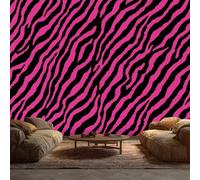 Hot Pink Zebra Print Wallpaper Mural, Zebra Striped Wall Mural, Non-Woven Photo Wallpaper for Bedroom Living Room Decor 250x175 cm - F37