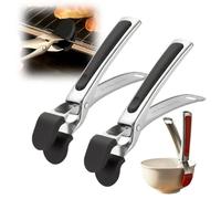 Hot Plate Gripper, 2026 Upgraded Stainless Steel Multi Purpose Hot Plate Gripper, Anti-Scald Bowl Dish Grippers (2,Black)