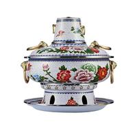 Hot Pot Cloisonne Copper Hot Pot Old Beijing Hot Pot Charcoal Clear Soup Mandarin Duck Pot Household Old-Fashioned Copper Pot Chafing Dish (Color : E, Size : 34cm)
