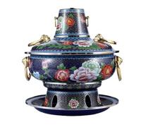 Hot Pot Cloisonne Copper Hot Pot Old Beijing Hot Pot Charcoal Clear Soup Mandarin Duck Pot Household Old-Fashioned Copper Pot Chafing Dish (Color : C, Size : 32cm)