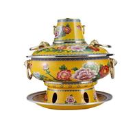 Hot Pot Cloisonne Copper Hot Pot Old Beijing Hot Pot Charcoal Clear Soup Mandarin Duck Pot Household Old-Fashioned Copper Pot Chafing Dish (Color : F, Size : 34cm)