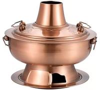 Hot Pot Cookware, Charcoal Stainless Steel Design, Easy to Clean, Thickened Imitation Copper, Multi-Person Split Design, 13.4 Inch for Family Meals