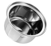 Hot Pot Liner Stainless Steel Yin Yang for One Person Induction | Silver Finish, Kitchen Meal Prep Use, Soup and Stew Serving, Compact Replacement Liner