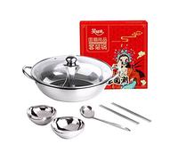 Hot Pot Pan Stainless Steel Cooker with Glass Lid for Party 28cm