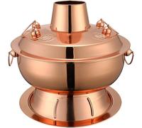 Hot Pot Soup Pot Hot Pot for Cooking Traditional Chinese Cooking Pot Vintage Copper Hot Pot Pan,Food Grade Stainless Steel Charcoal Shabu Hotpot Cooker Chinese Traditional Stew Pot Soup Pot