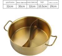 Hot Pot with Divider Dual Sided Stainless Steel Hot Pot,Stainless Steel Double PotTwo Flavor Soup Pot Shabu Shabu Pot,Mandarin Duck Hot Pot,Works with All Major Hobs(Size:32cm,Color:with Cover)