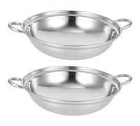 Hot Pot with Double Handles 2pcs Anti Spill Stainless Steel | Well Polished Surface, Tight Welded Build, Black Finish, for Soup and Seafood Use