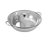 Hot Pot Wok, Stainless Steel Hot Pot with Divider, Shabu Shabu Pot with Glass Lid with Double Handle (34 cm)