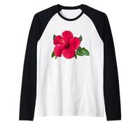 Hot Red Exotic Hibiscus Tropical Flower Bright Shapes Mania Raglan Baseball Tee